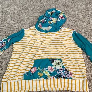 Teal floral hoodie